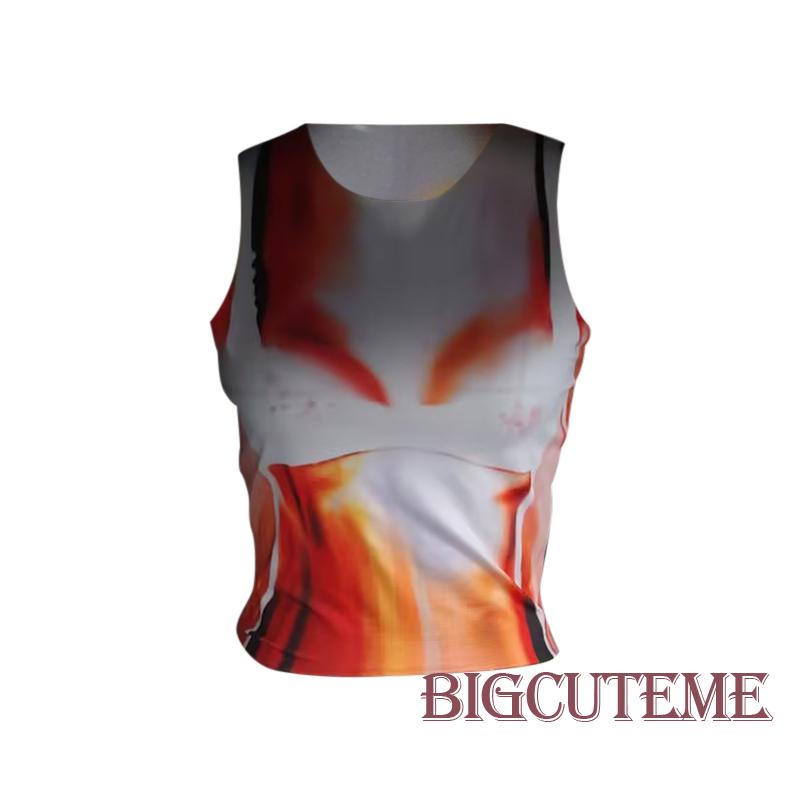 Áo Tank Top Sát Nách Cổ Tròn In Họa Tiết Thời Trang Cho Nữ