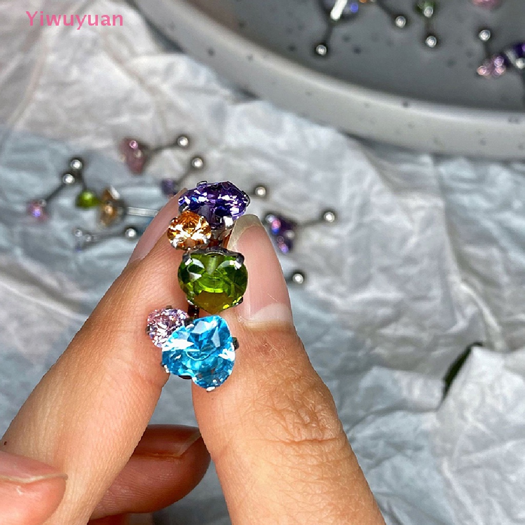 1 Khuyên Tai Trái Tim Đính Đá Zircon 5 / 8mm Thời Trang Mới