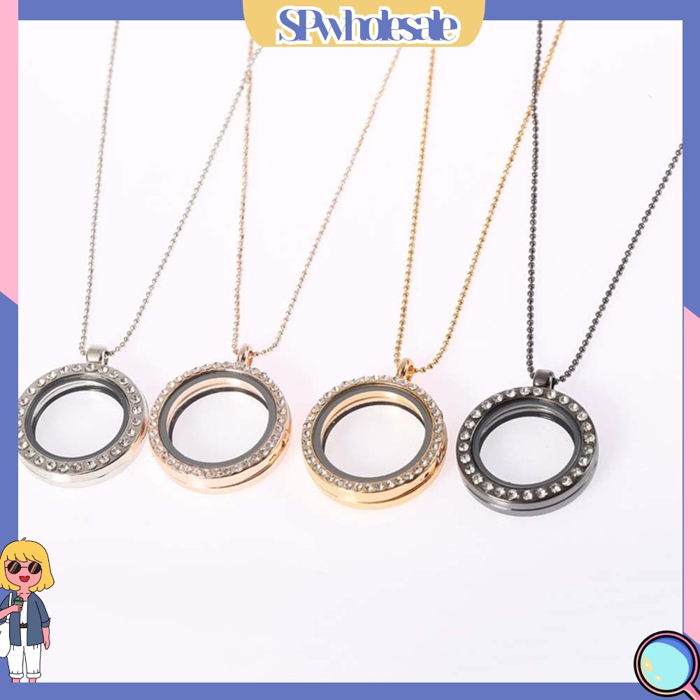 &lt;SPwholesale&gt; Vòng cổ Mặt Kính Tròn Đính Kim Cương Giả Cho Nữ