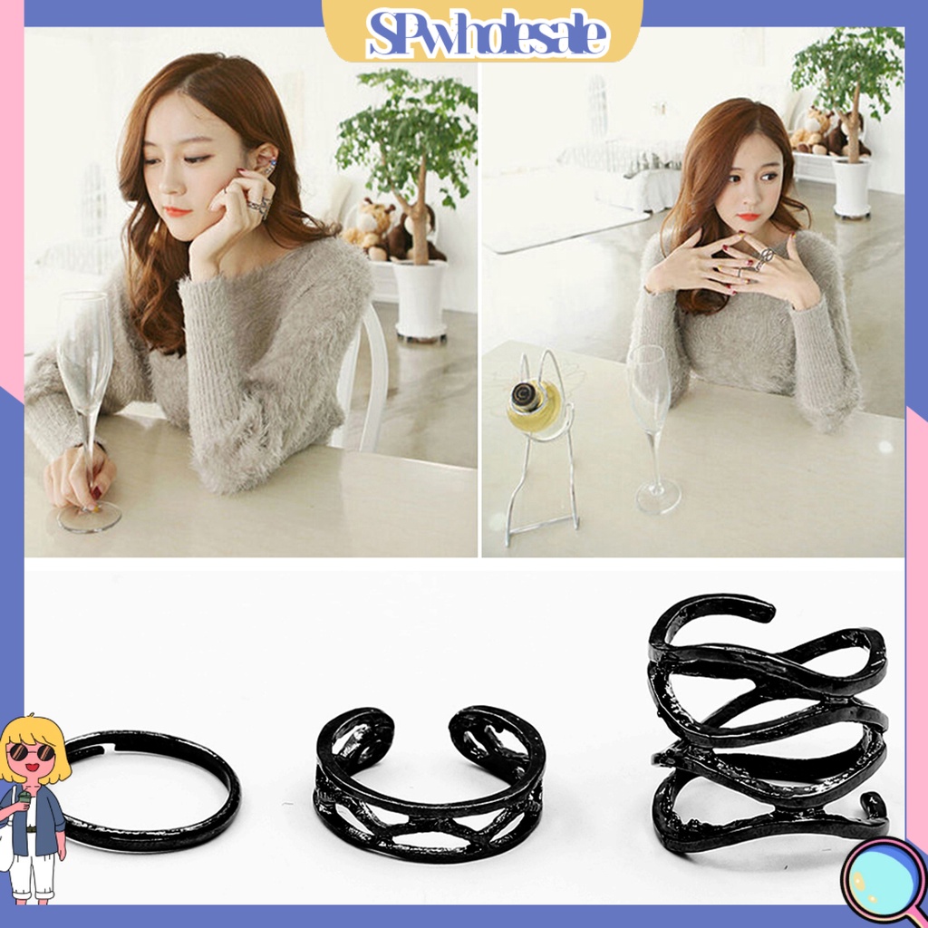 <SPwholesale> Nhẫn Đeo Khớp Ngón Tay Màu Đen Phong Cách Vintage