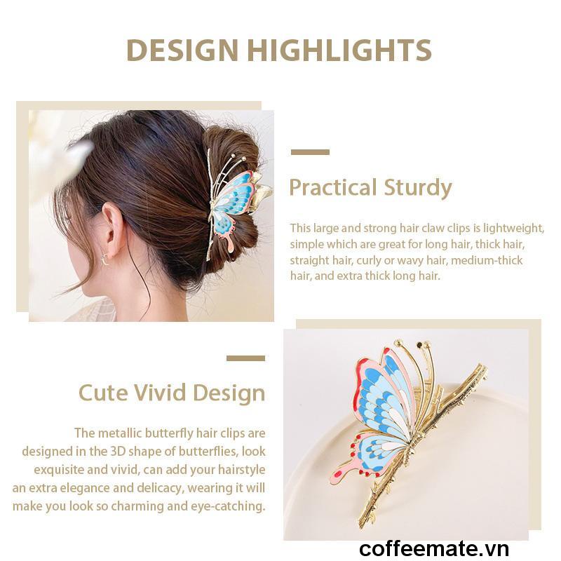 【coffeemate】⚡Kẹp tóc Haimeikang kim loại hình bướm phong cách retro cho nữ