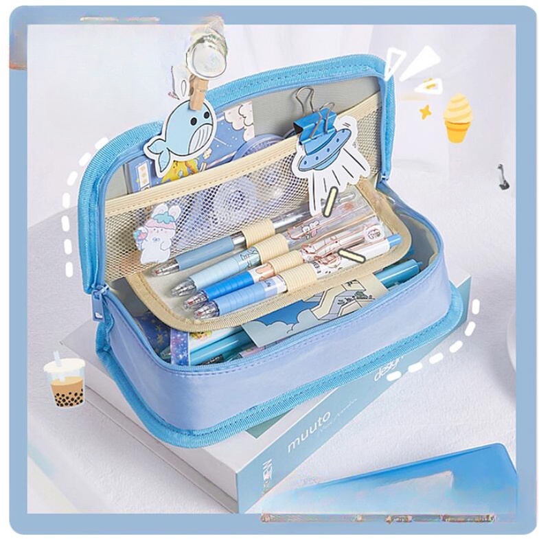 Túi Đựng Bút Sức Chứa Lớn Nắp Lật Dễ Thương Phong Cách Nhật Bản Cho Nữ