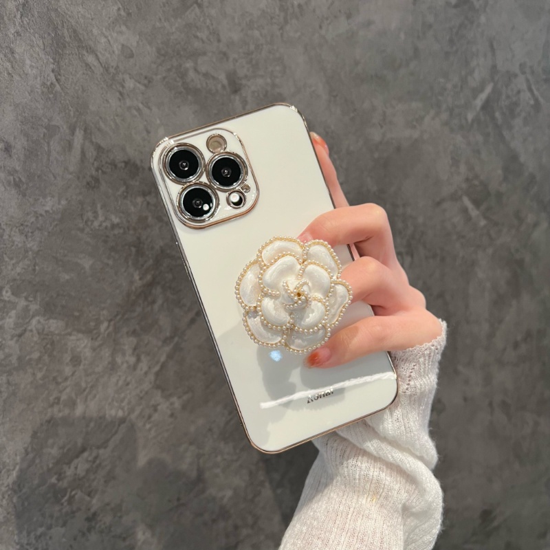 Ốp Điện Thoại Mạ Điện Họa Tiết Hoa Trà Chống Rơi Cho IPhone 14 13 12 11 Pro Max X XR XS Max 7 8 Plus