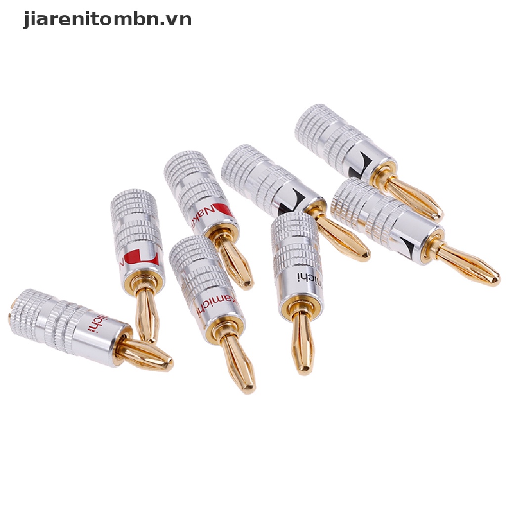 Set 4 Cặp Jack Cắm Bắp Chuối Mạ Vàng 24K Nối Loa Âm Thanh Vn