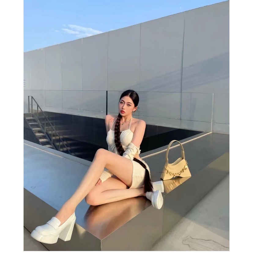 Giày Cao Gót 2023 Thời trang 12CM Da Bóng Phong Cách Mary Jane