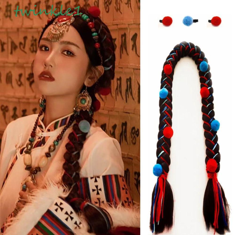 Bím Tóc Giả Màu Đỏ Đen Cách Nhiệt Thời Trang Cho Nữ