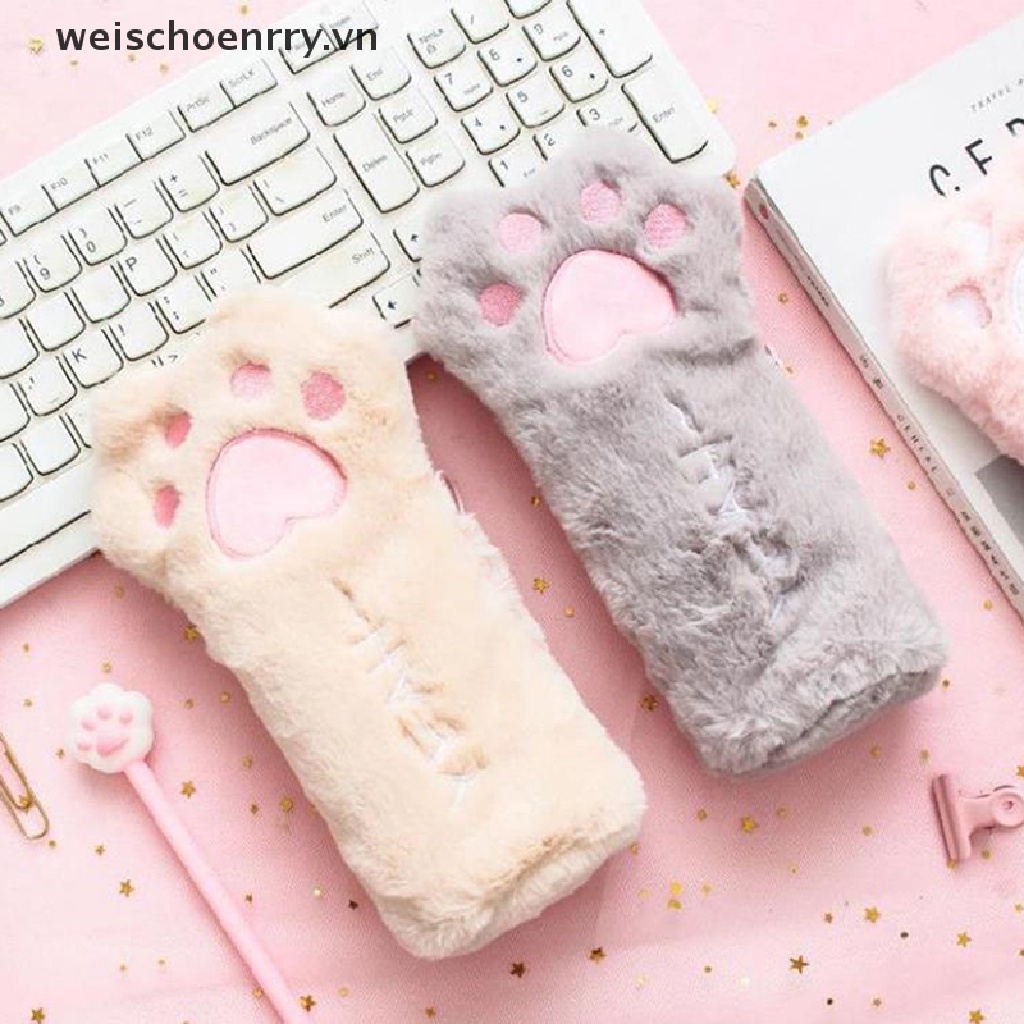 1 Túi Đựng Bút Hình Móng Vuốt Mèo Bằng Lông Nhung Kích Thước Lớn