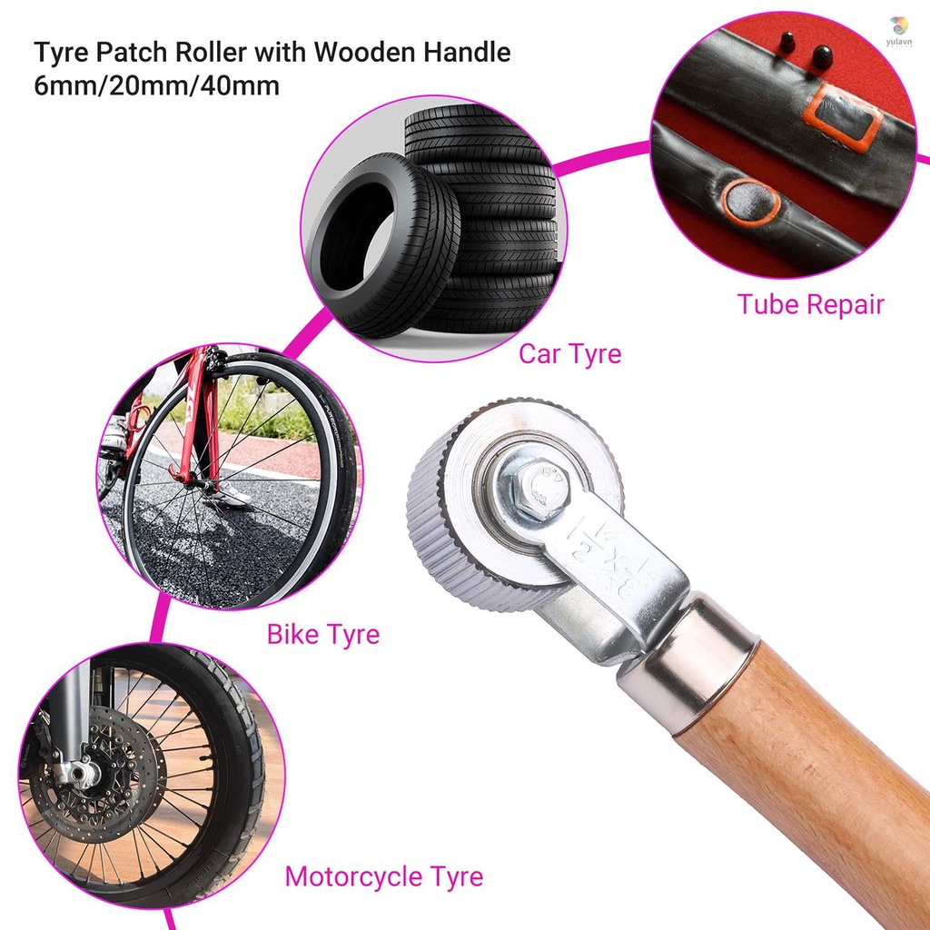 Con Lăn Vá Lốp Xe Có Tay Cầm Bằng Gỗ 6mm / 20mm / 40mm