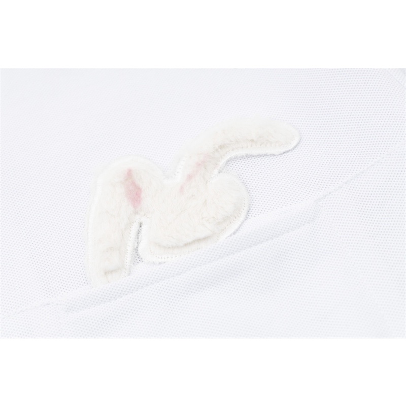 Áo polo Cotton Tay Ngắn Có Khóa Kéo Thêu Hình Đầu Thỏ Plus Size Cho Nam Nữ