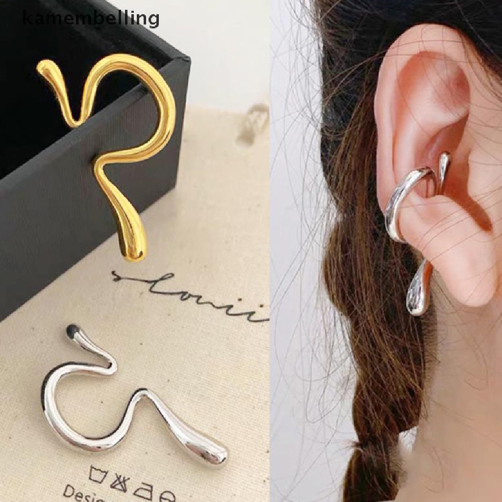 Kamembelling Khuyên Tai Dạng Kẹp Bằng Kim Loại Giả Bất Đối Xứng Thời Trang Cho Nam Và Nữ EN