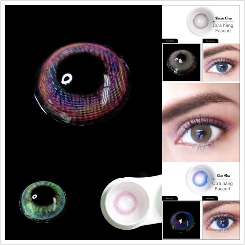 Lens Hồng Tây tự nhiên - contact Lens Tự nhiên đủ mù Hồng / xám / xanh dương / nâu - lens giãn tròng dùng 12 tháng