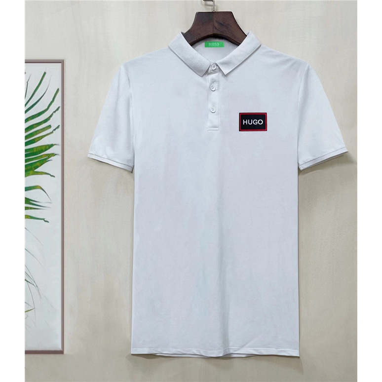 B0ss Nam polo Sơ Mi cotton Thêu Hình monogram Mới Size S-4XL