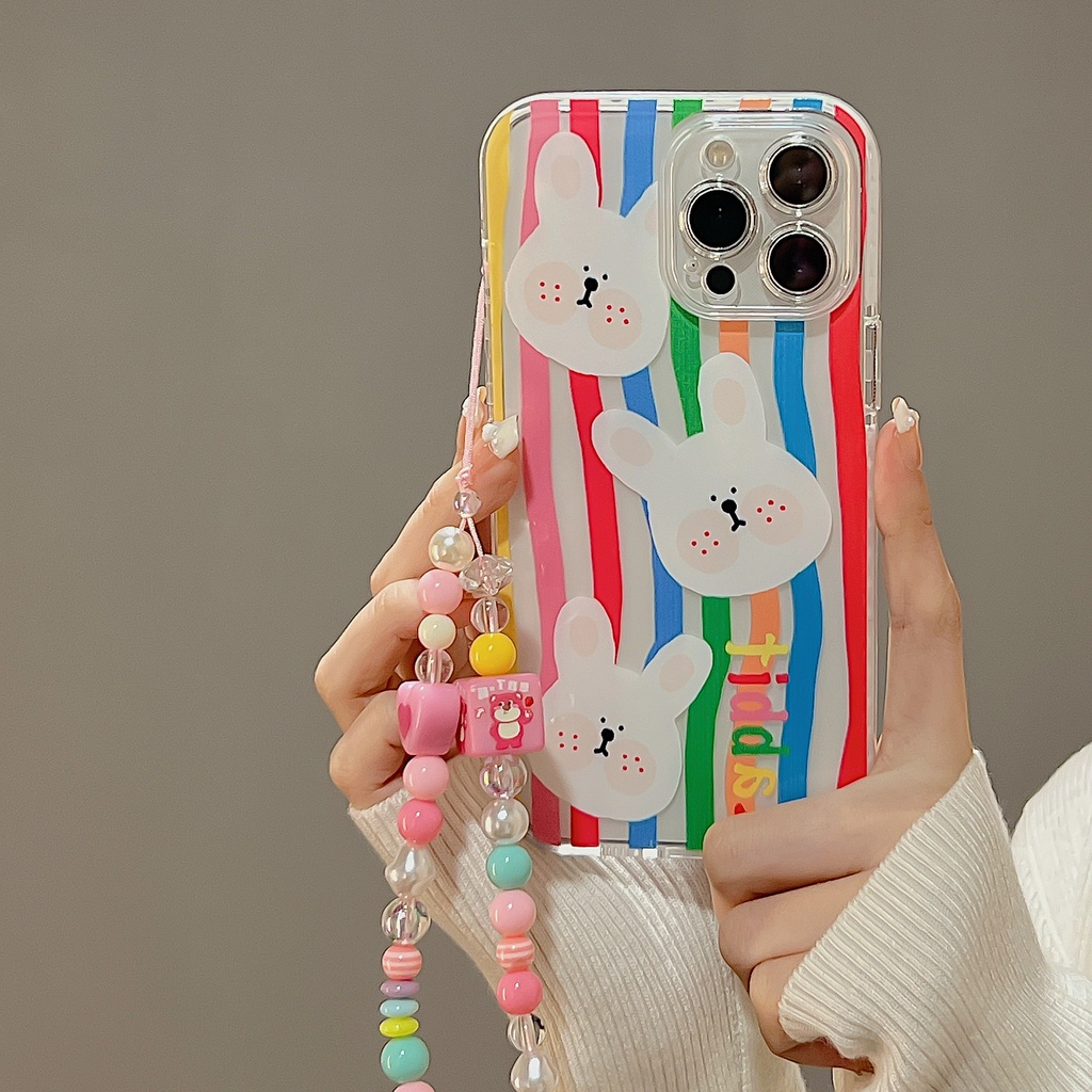 Ốp Điện Thoại TPU Dẻo Trong Suốt Họa Tiết Kẻ Sọc &amp; Ngọc Trai Chống Rơi Cho iphone 13 14 12 11 pro max