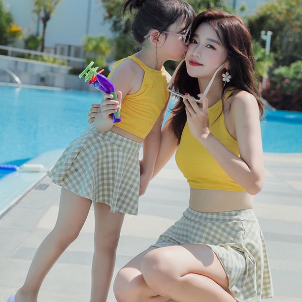 Hàng Có Sẵn Bộ Đồ Bơi Hai Mảnh Phong Cách Hàn Quốc Dễ Thương Thời Trang Mùa Hè Cho Mẹ Và Bé
