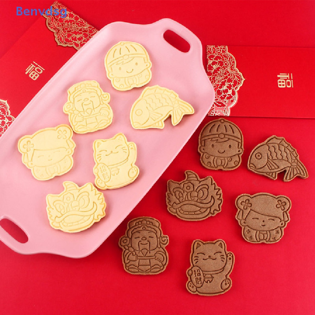 Bộ 6 Khuôn Cắt Bánh Quy Họa Tiết Hoạt Hình 3D Phong Cách Trung Quốc