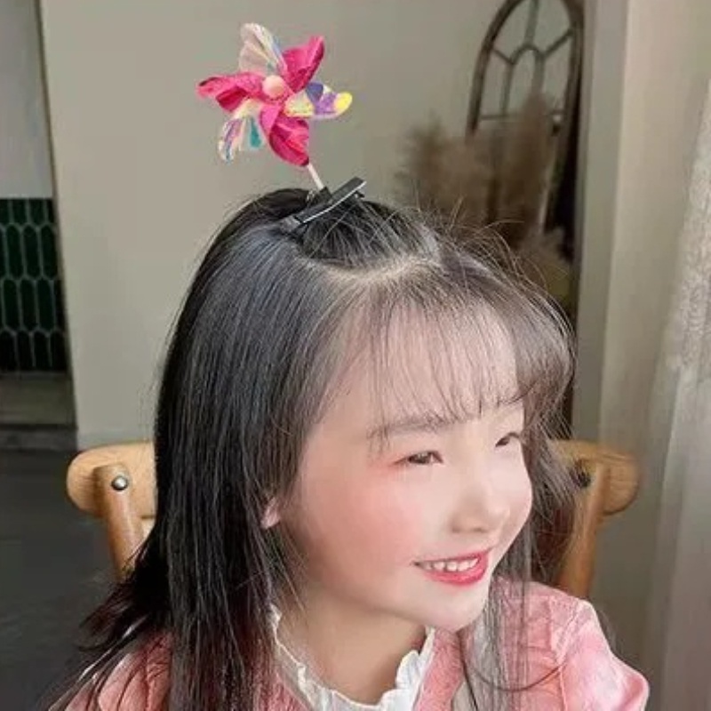 Kẹp Tóc Hình Cối Xay Gió Xoay Tròn Màu Sắc Ngẫu Nhiên Đính Sequin Mini Ngọt Ngào Sáng Tạo