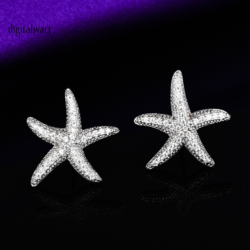 Kỹ Thuật Số| Hoa Tai Hình Sao Biển Đính Đá Lấp Lánh Cho Nữ