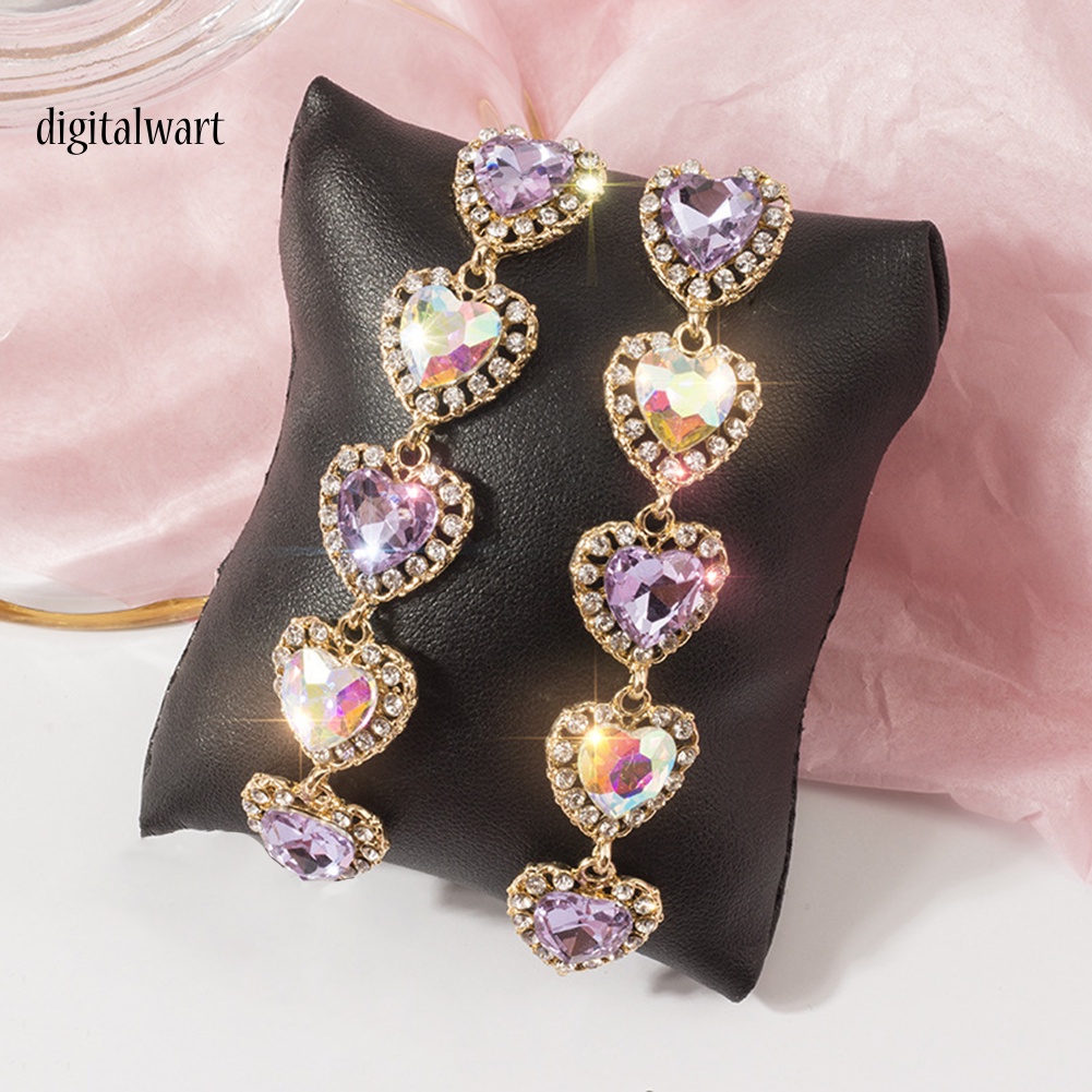 Kỹ Thuật Số| Bông Tai DạNg DàI HìNh TráI Tim ĐíNh Đá LấP LáNh