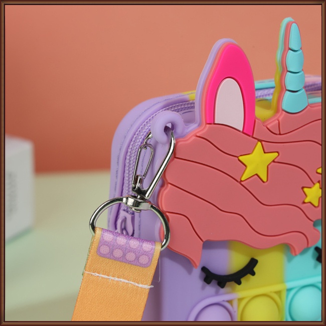 Túi Đựng Tiền Xu Có Khóa Kéo Họa Tiết Kỳ Lân Thời Trang Giúp Giảm Căng Thẳng