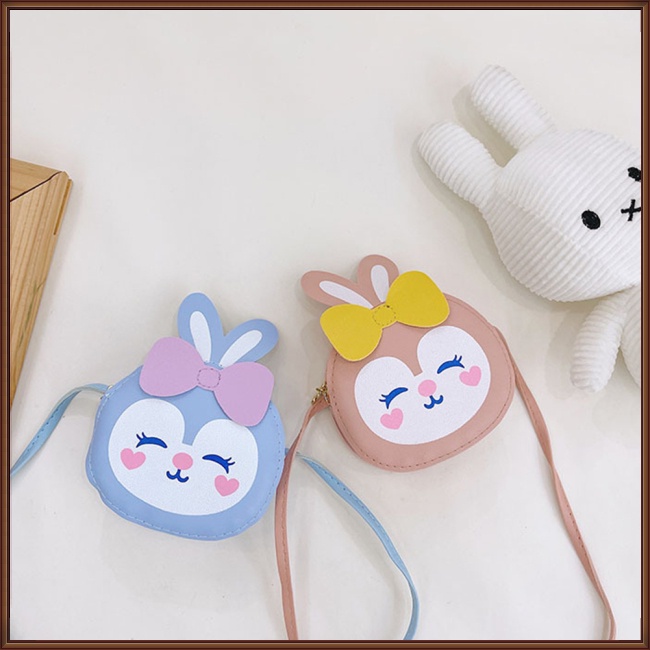 Túi Đeo Chéo Vai Mini Bằng Da Pu Họa Tiết Thỏ Hoạt Hình Dễ Thương Dành Cho Trẻ Em