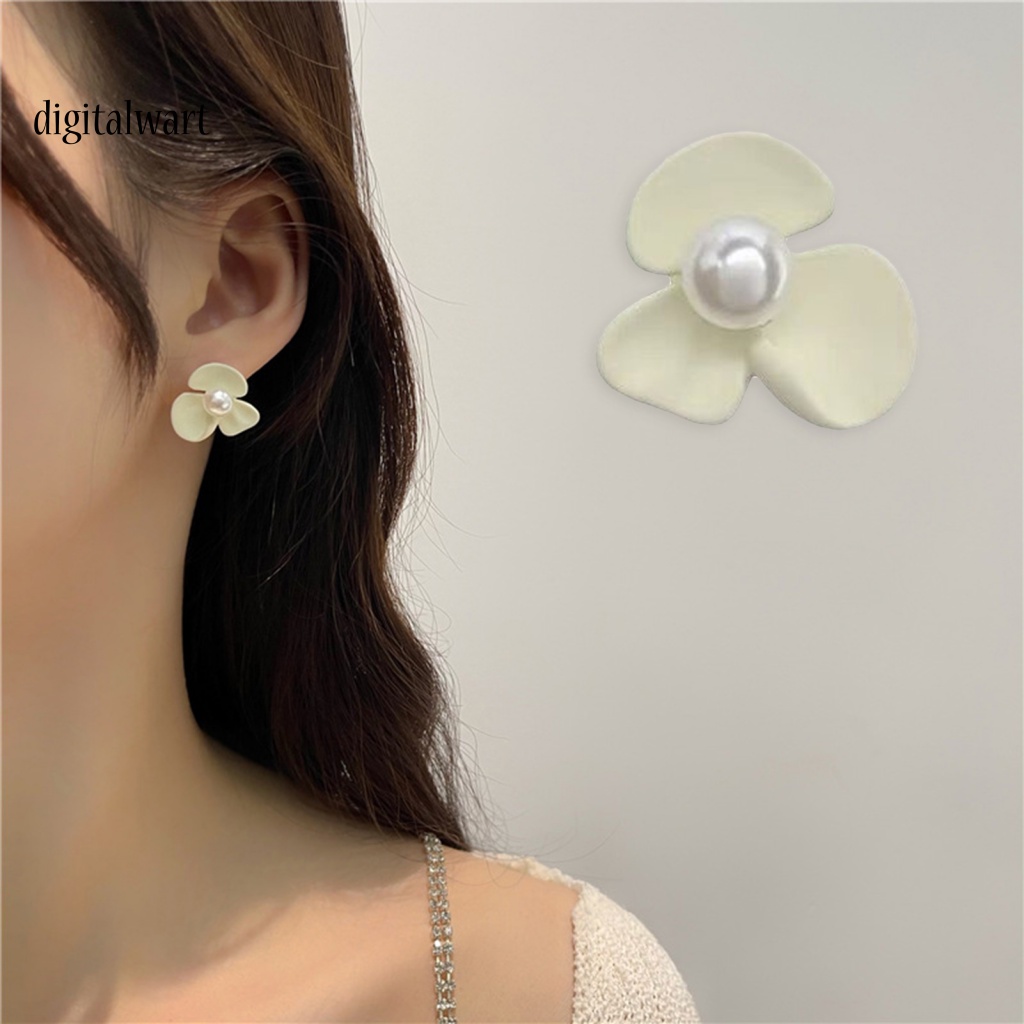 Kỹ Thuật Số| 1 Đôi Bông Tai Hình Hoa Đính Ngọc Trai Giả Màu Sáng Phong Cách Vintage Dành Cho Nữ
