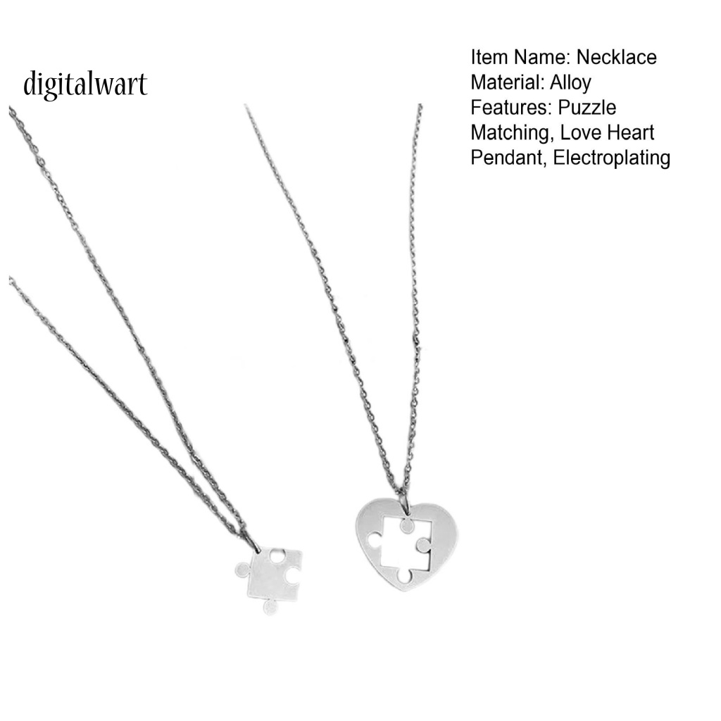 Kỹ Thuật Số| 1 Cặp Dây Chuyền Mạ Điện Hình Mảnh Ghép Trái Tim Phong Cách Punk Thích Hợp Làm Quà Tặng Cho Cặp Đôi