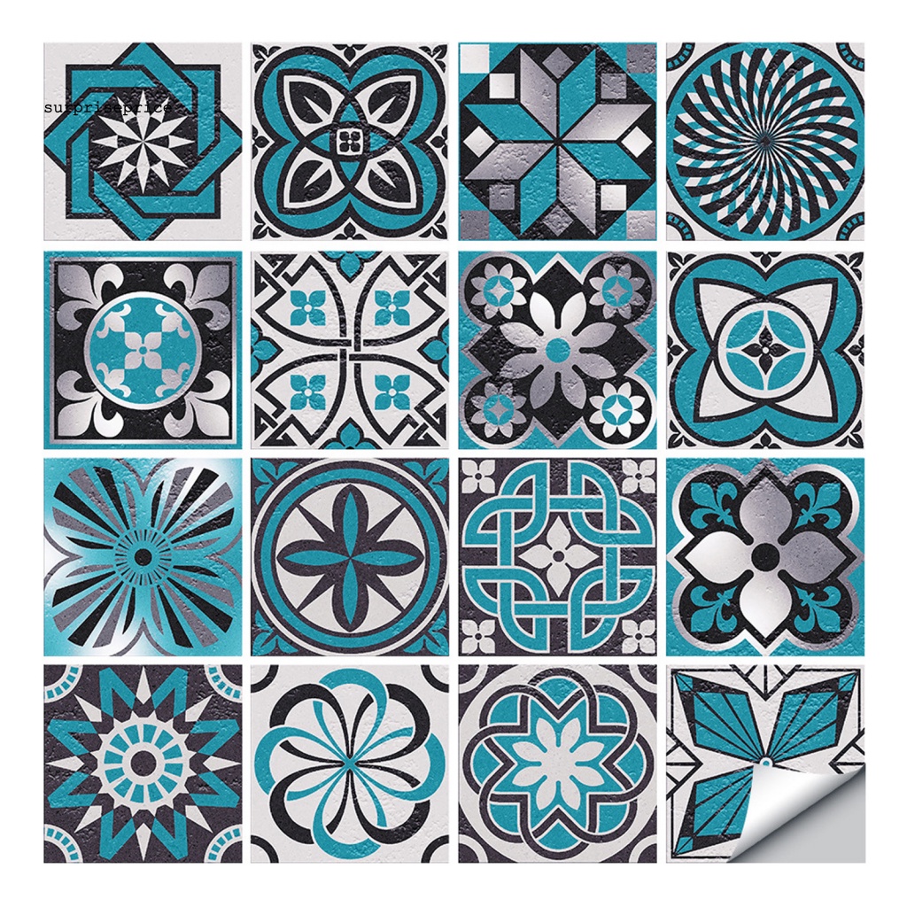 Set 16 Miếng Dán Tường Chống Nước Tự Dính Tháo Được Họa Tiết Gạch Phong Cách Bắc Âu Trang Trí Nhà Cửa DIY