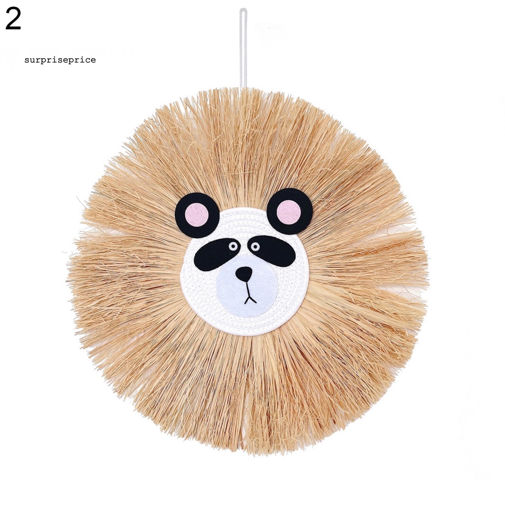 Phụ Kiện Treo Trang Trí Kiểu Đầu Gấu Trúc Hoạt Hình Bằng Rơm Dệt Tay