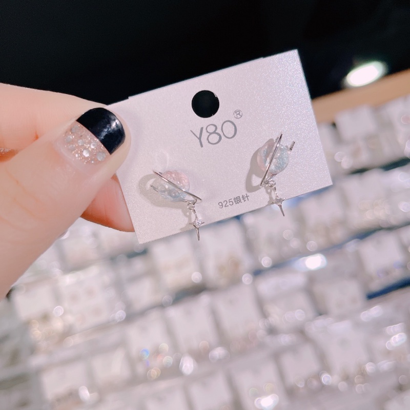 Bông Tai Mạ Bạc 925 Họa Tiết Bầu Trời Đầy Sao Màu Gradient Thời Trang Hàn Quốc Cho Nữ