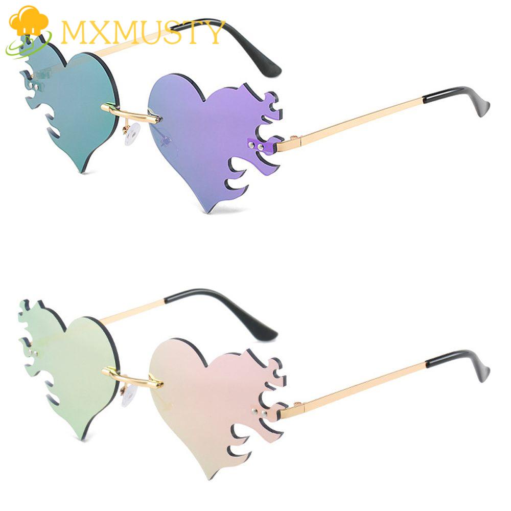 Kính Mát Hình Trái Tim Họa Tiết Ngọn Lửa Độc Đáo Thời Trang Cho Nữ