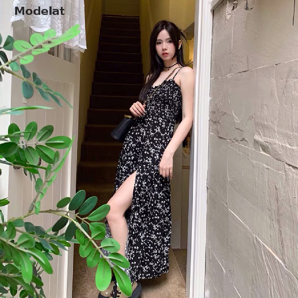 Đầm Hai Dây Cổ Chữ V Hở Lưng In Họa Tiết Hoa Thời Trang Mùa Hè Cho Nữ