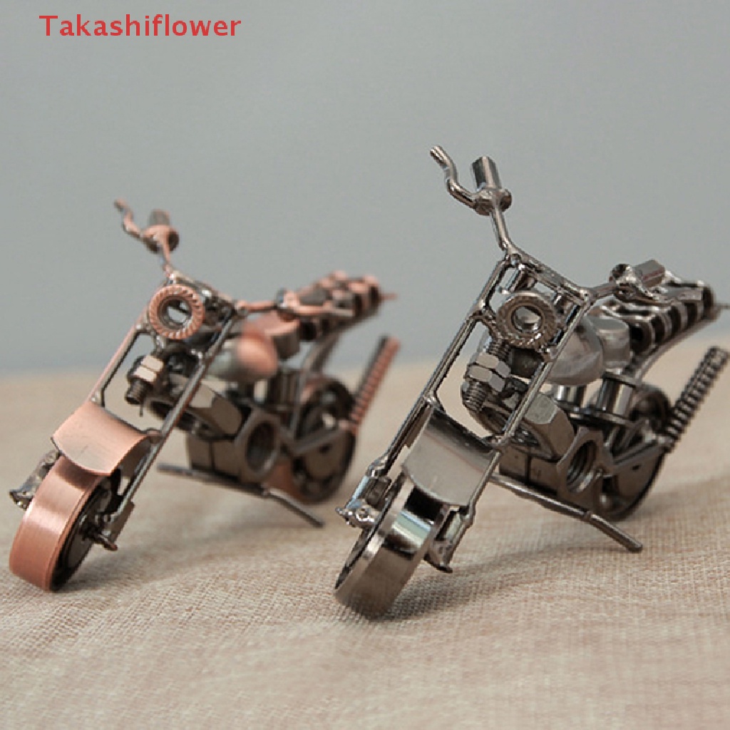 Mô Hình Xe Mô Tô Takashiflower Bằng Sắt Làm Thủ Công Phong Cách Retro Trang Trí Nội Thất