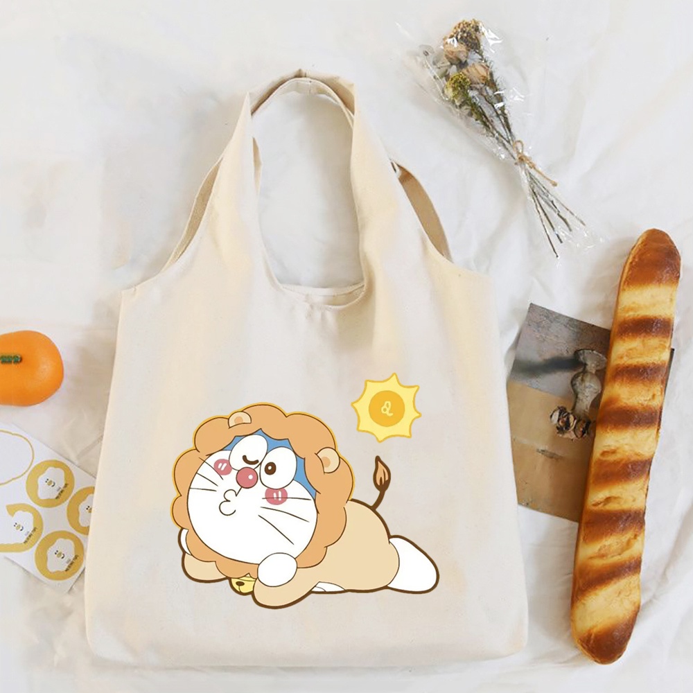 Túi Xách Vải canvas Cỡ Lớn In Hình doraemon Dễ Thương Cho Nữ