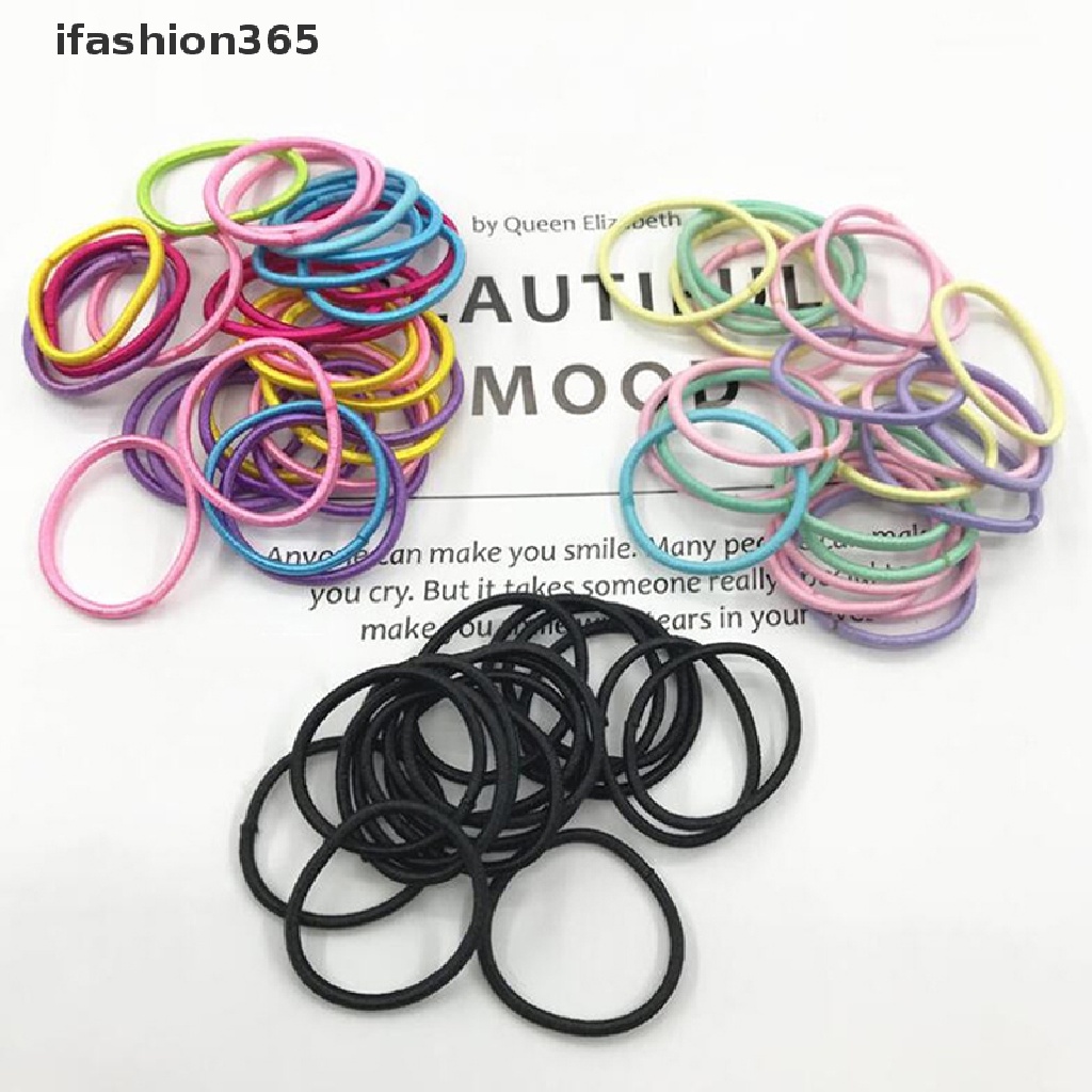 Set 100 Dây Buộc Tóc Nylon Co Giãn Nhiều Màu Sắc Thời Trang ifashion365 Dành Cho Bé Gái