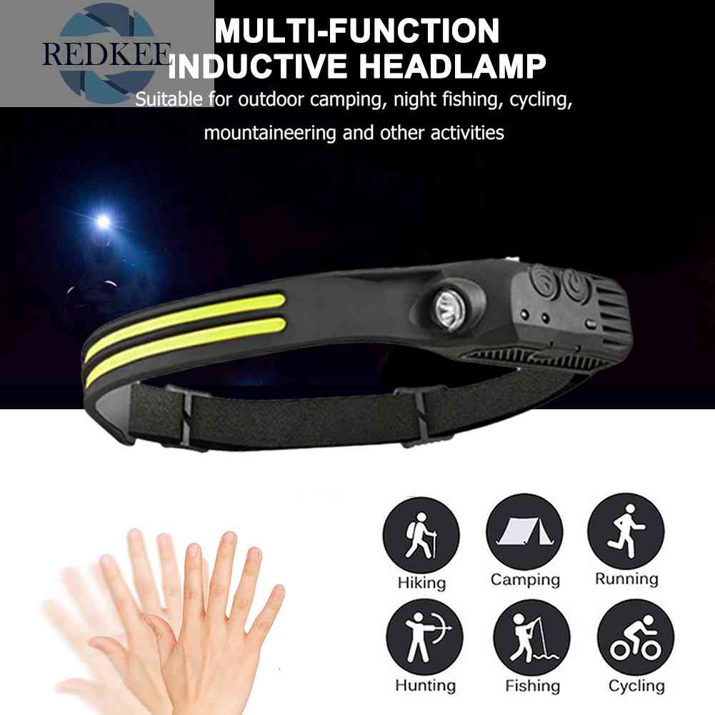 Đèn LED COB Đeo Trán Cảm Ứng Mạnh Mẽ Cắm Trại Ngoài Trời