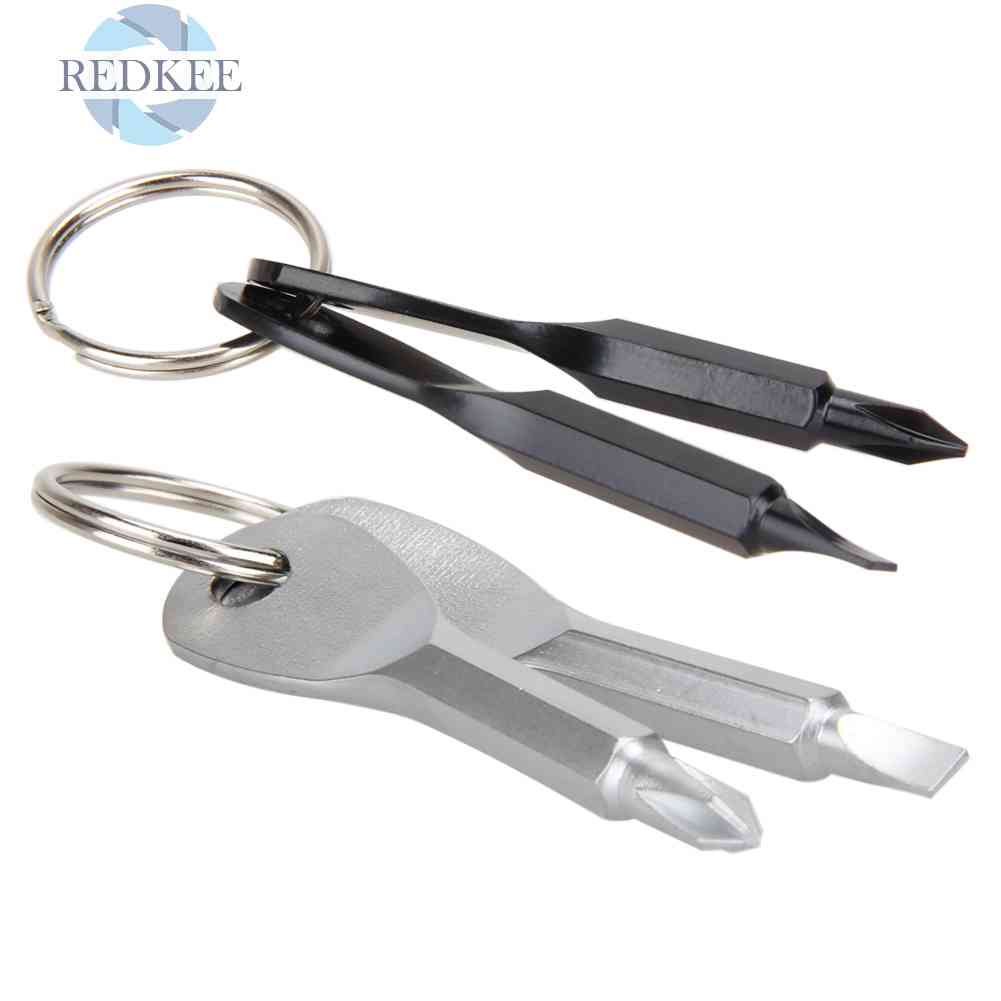 Set 2 Tua Vít Mini EDC Bằng Kim Loại Có Rãnh Chữ Thập