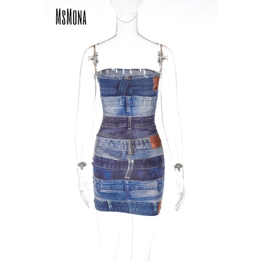 Đầm Trễ Vai Dáng Ôm In Họa Tiết Màu Tương Phản Thời Trang 2023 Quyến Rũ Cho Nữ