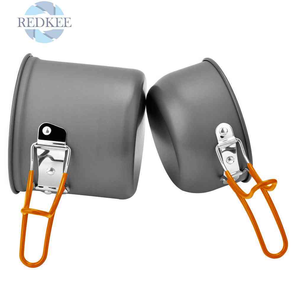 Bộ Nồi Nấu Ăn Có Tay Cầm Màu Cam Tiện Dụng Mang Theo Du Lịch Cắm Trại