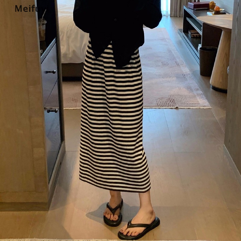 Chân Váy Midi Chữ A Họa Tiết Kẻ Sọc Phong Cách Vintage Thời Trang Cho Nữ
