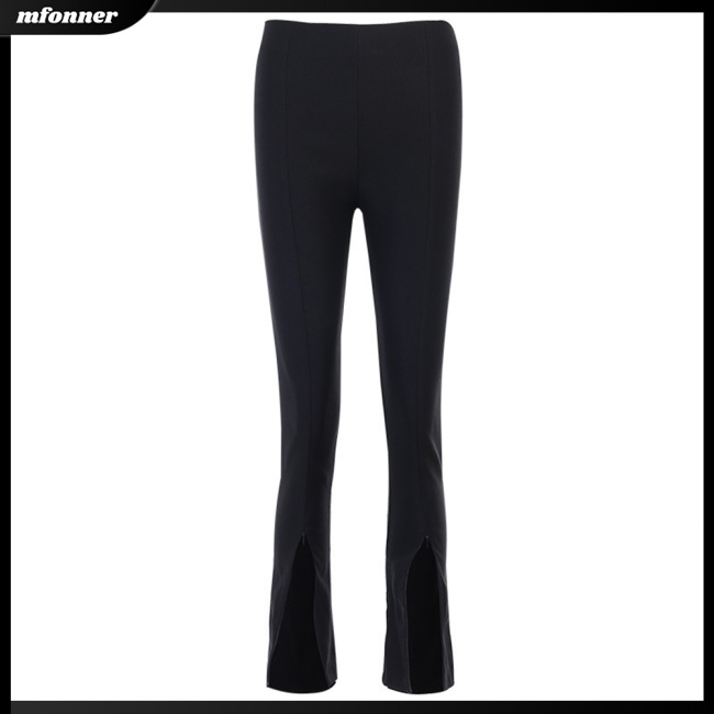 Mv Quần Dài Ống Loe Xẻ Tà Màu Trơn Co Giãn Thoải Mái Gợi Cảm Hợp Thời Trang Cho Nữ