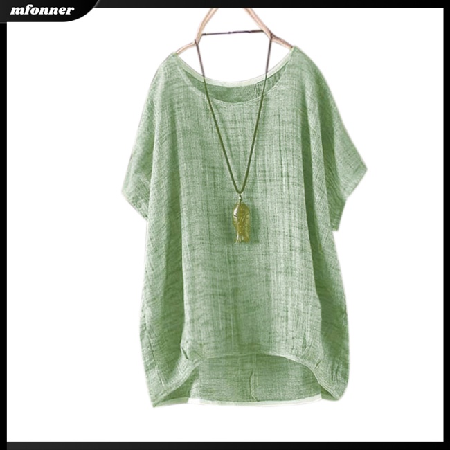 Áo Cổ Tròn Dáng Rộng Thoáng Khí Màu Trơn Thời Trang Cho Nữ