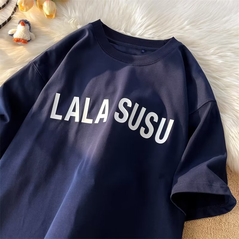 Áo Thun Tay Ngắn Cổ Tròn In Chữ Phong Cách hip hop Đường Phố Hàn Quốc Cho Nam Cỡ M-5XL