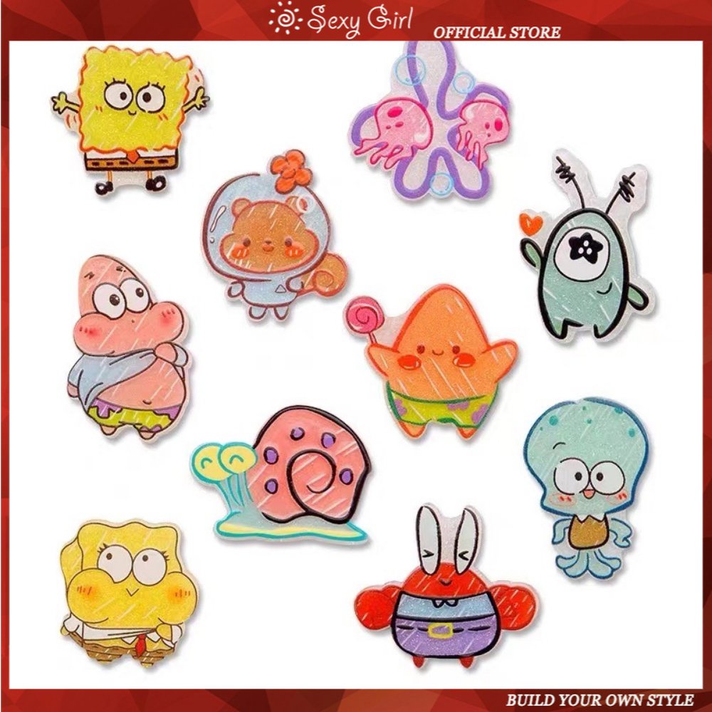 Kẹp Tóc Hình Hoạt Hình SpongeBob / Ngôi Sao Bằng Acrylic Quyến Rũ Cho Nữ