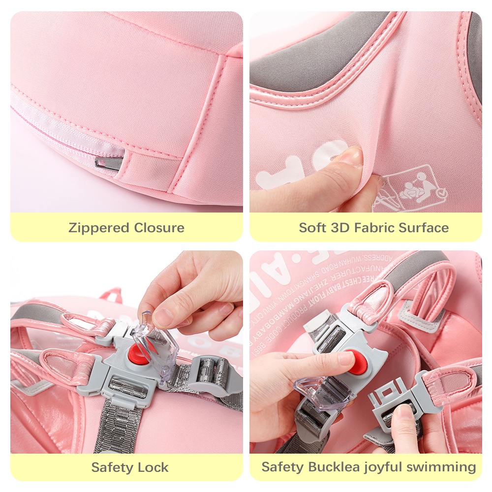 Phao Bơi Chống Thấm Nước Không Bơm Hơi Thân Thiện Với Làn Da Có Đuôi Và Mái Che Nắng Dành Cho Trẻ Em 3-24 Tháng Tuổi