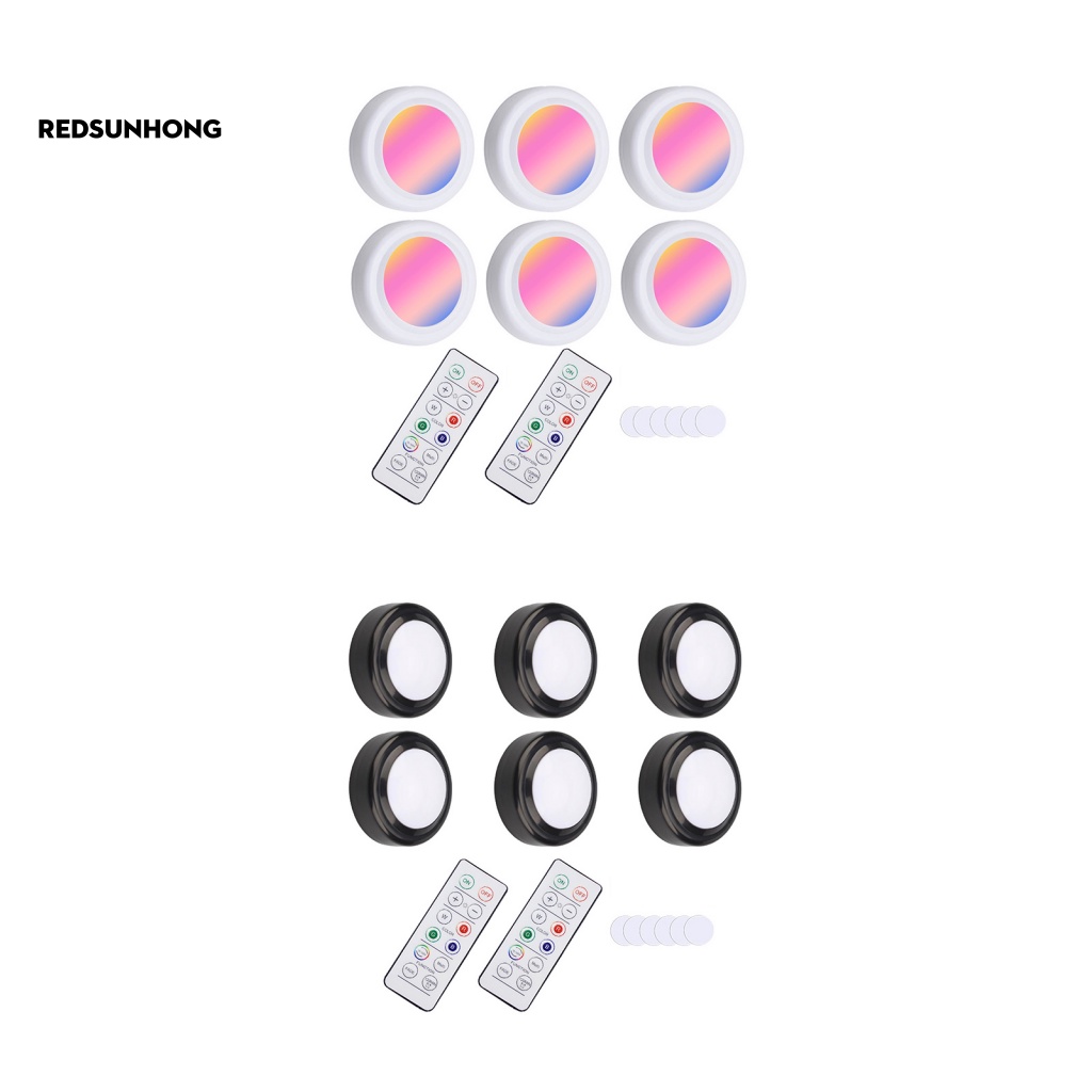 Set 6 Đèn LED Màu Trơn 2 Nút Điều Khiển Tiện Dụng Cho Gia Đình