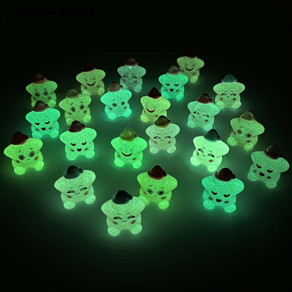 Bộ 2 Đồ trang trí Ngôi Sao Hoạt Hình Mini Bằng Nhựa Resin Phát Sáng Dễ Thương Dùng Trang Trí