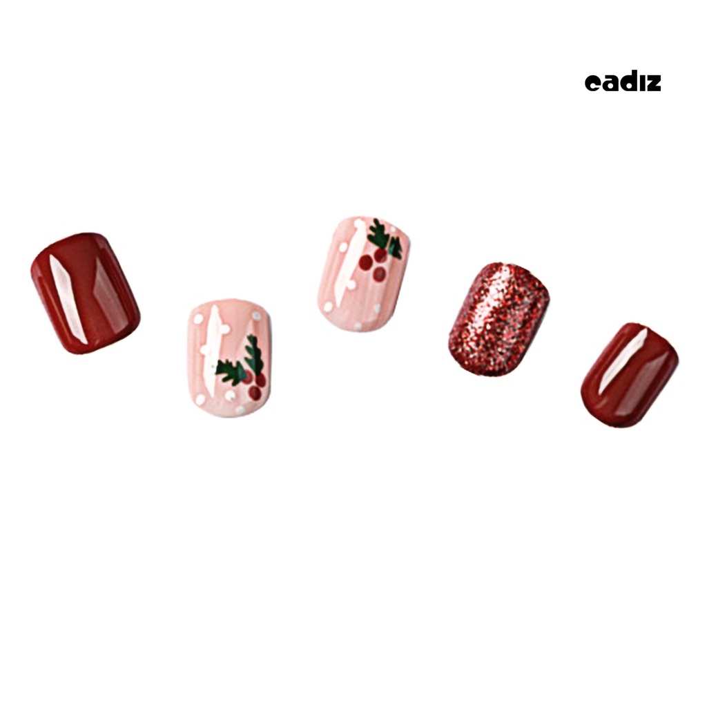 Set 24 Móng Tay Giả Nhiều Màu Sắc Dạng Nhấn Dễ Tẩy Trang Giáng Sinh Lâu Trôi Có Thể Tái Sử Dụng Cho Nữ