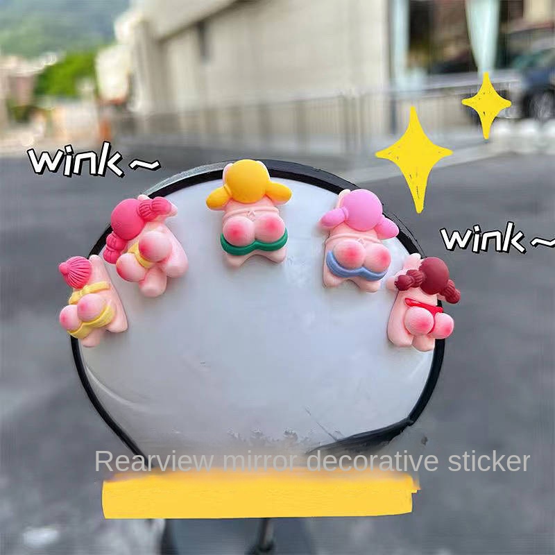 Car Girl's Ass Cartoon Car Cute Stereo Decorative Sticker Dashboard Display Screen Car Body Decorations Accessories T3h6