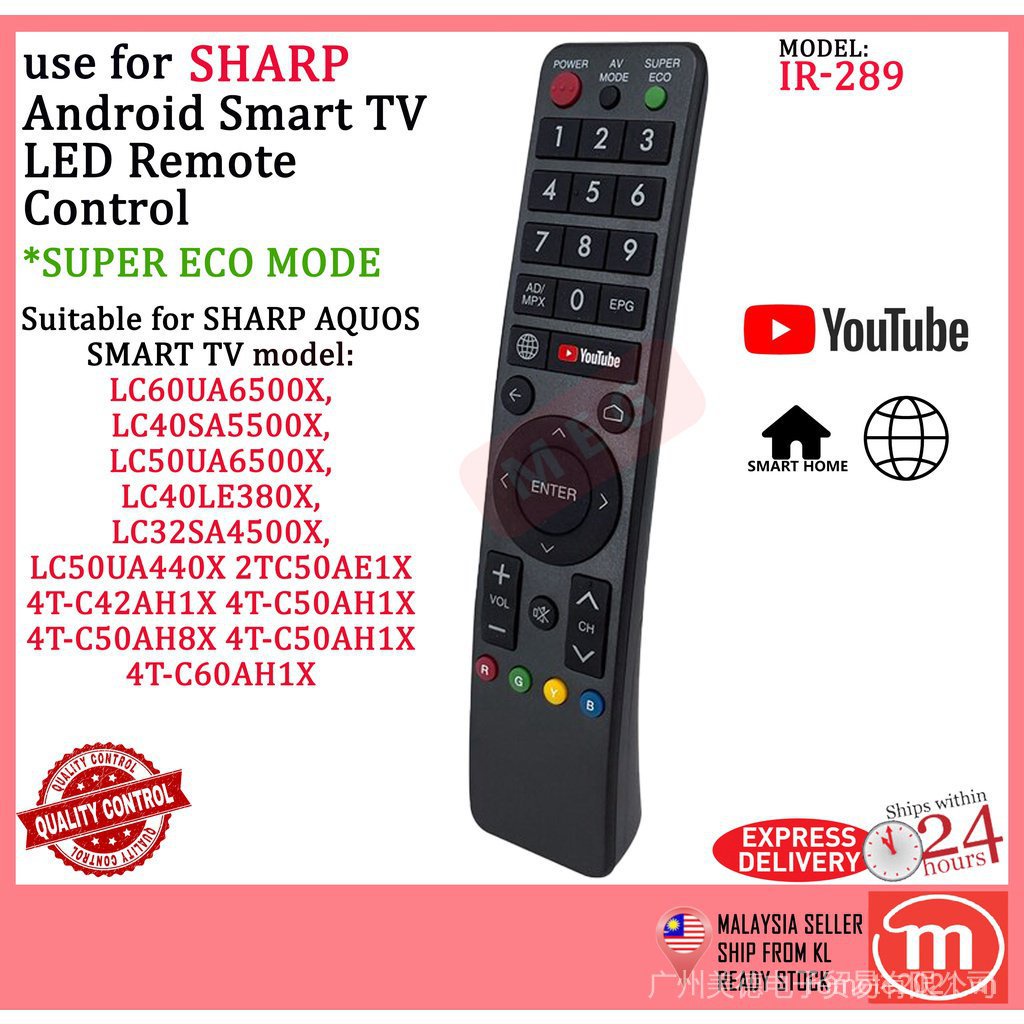 Điều Khiển Từ Xa Cho Ti Vi Thông Minh Sharp Aquos IR-289