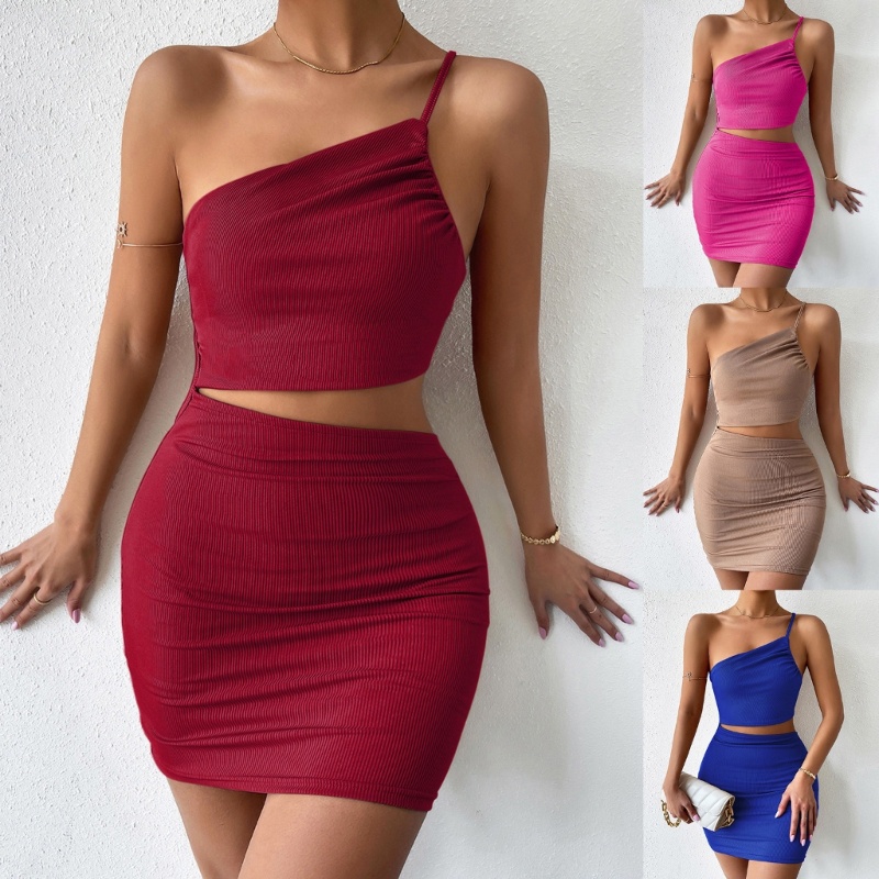 Đầm Hai Dây Hở Lưng Ôm Dáng Phối Dây Rút Thời Trang Mùa Hè Cho Nữ